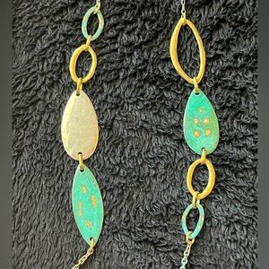 Silpada Vintage Sterling Silver, Brass Turquoise & Turquoise Colored Chain